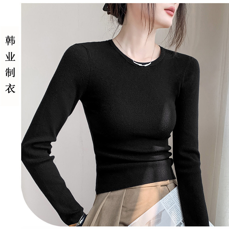 黑色内搭针织打底衫上衣女2024秋冬季新款修身显瘦百搭长袖t恤女,女装/女士精品,T恤,淘宝优惠券,粉丝福利购,淘宝优惠卷