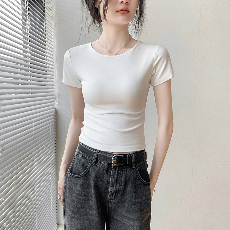 歌倍尚白色短袖t恤女夏