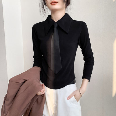 歌倍尚polo领长袖打底衫女