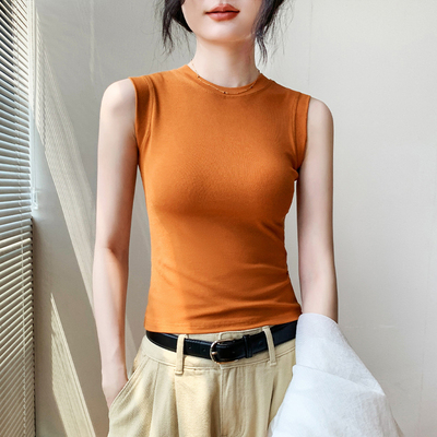 歌倍尚橘色打底衫女夏