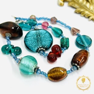 vintage意大利穆拉诺古董手工琉璃项链中古复古稀有款夸张项链