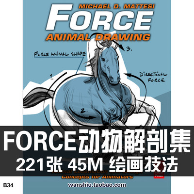 FORCE画集动物解剖素描形体结构手绘线稿集动画速写美术素材图片