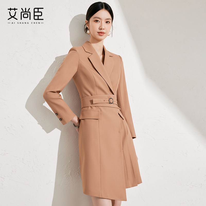 艾尚臣西装连衣裙女2024冬高端老钱风高级感收腰正式场合气质裙子