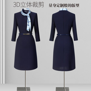 职业连衣裙春秋时尚气质案场客服售楼部工装水吧酒店前台工作服女