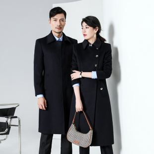 职业黑色正装 100%羊毛呢子外套银行物业售楼毛呢工作服 大衣男女款
