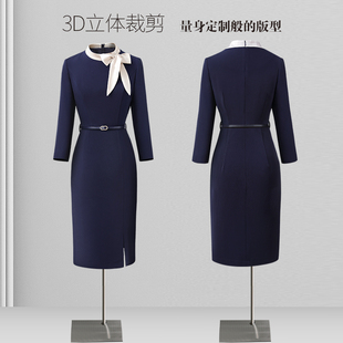 前台接待职业装连衣裙气质时尚洋气案场客服物业售楼部工作服春秋