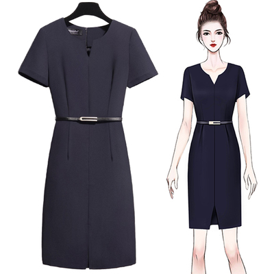 夏季高端职业装气质女神范时尚ol修身显瘦美容院工作服连衣裙套装