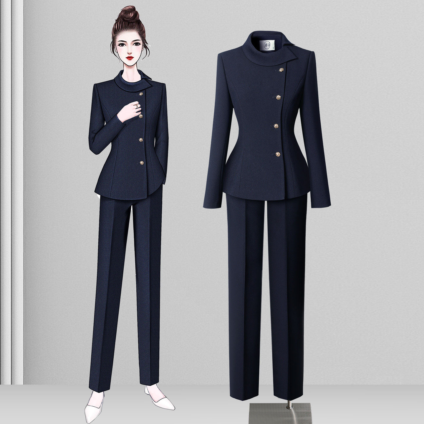 春季职业套装女西装制服时尚气质修身医美前台工作装美容师工作服