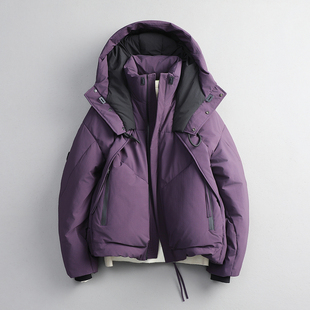 易麦美式潮牌工装羽绒服男连帽宽松潮流 加厚面包服防寒羽绒外套
