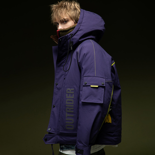 宽松工装 90白鸭绒 情侣款 连帽羽绒服男女同款 羽绒外套 潮牌冬季