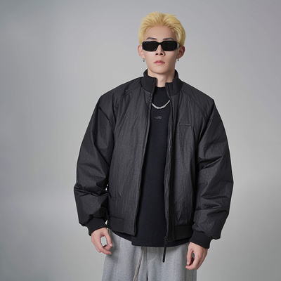 重工国潮羽绒服情侣潮流宽松羽绒棒球服外套 男女同款棒球领潮牌