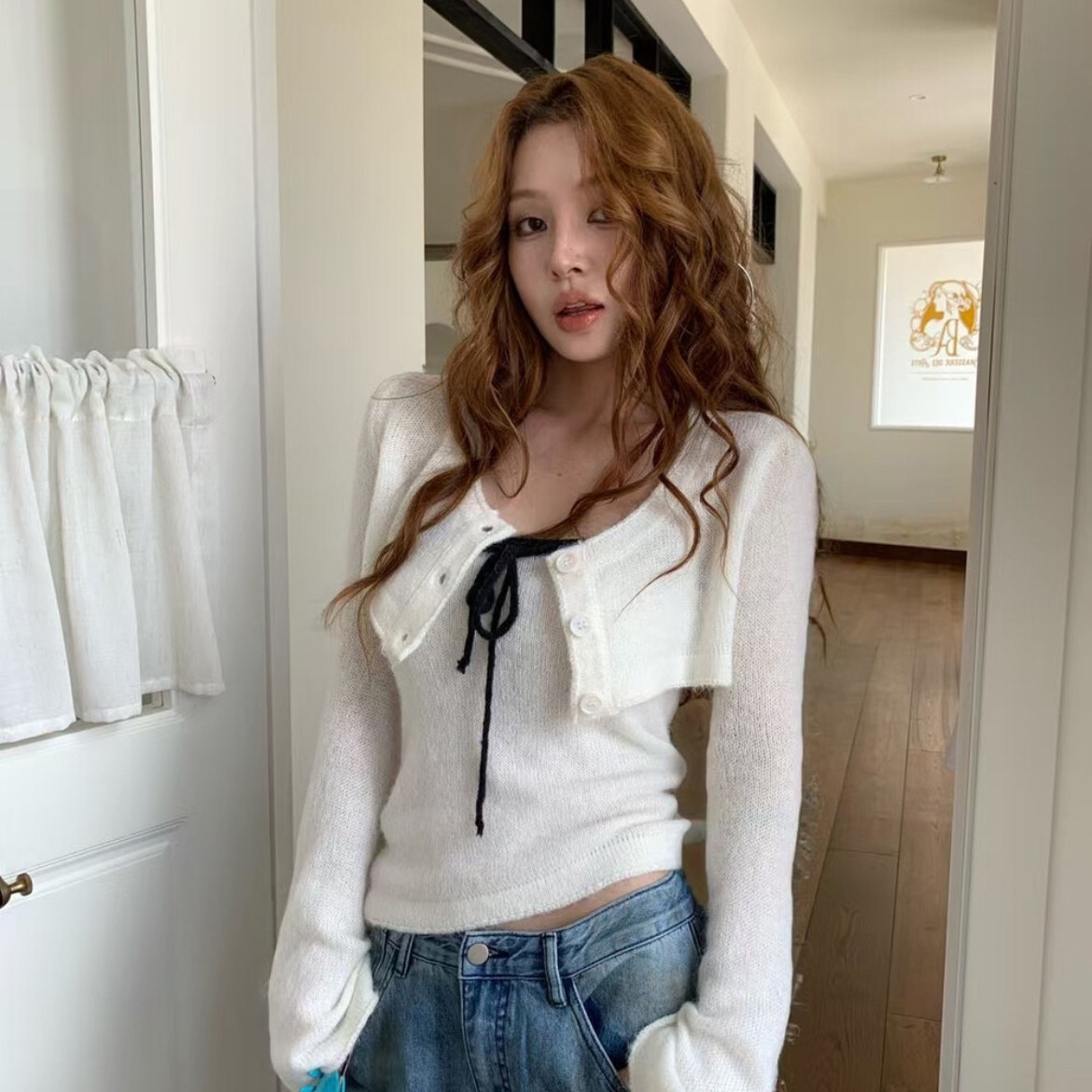 HOLDER百搭抹胸+短款纽扣开衫女