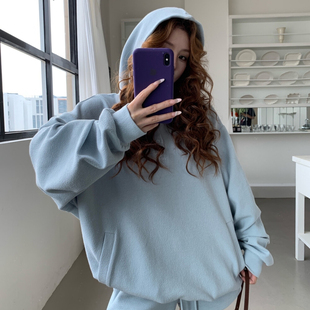 HOLDER 2025早秋新款 甜辣慵懒长袖连帽卫衣+抽绳休闲短裤套装女