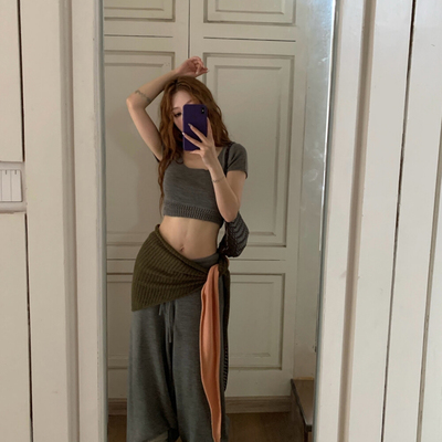 HOLDER显瘦针织小衫+休闲裤套装