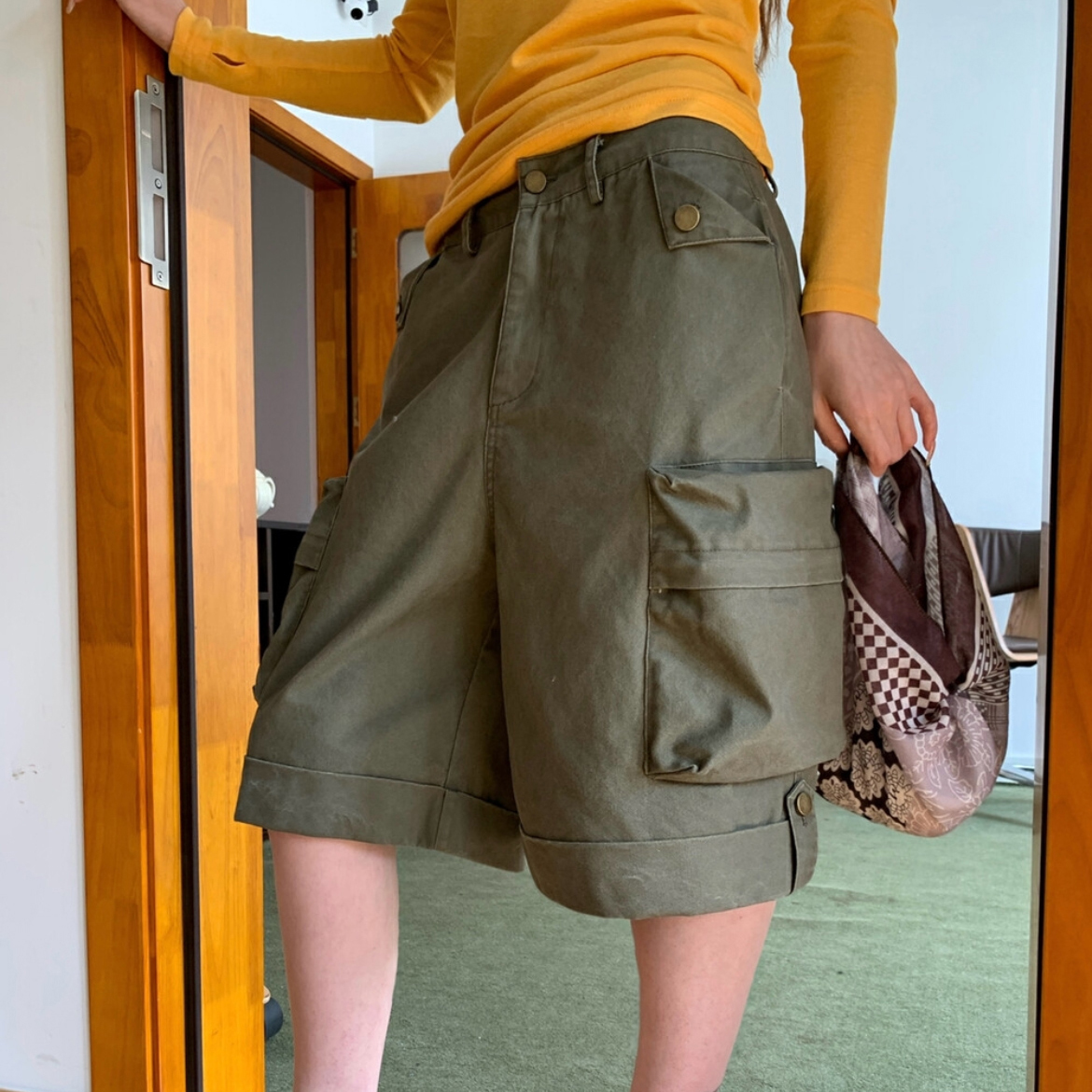 HOLDER美式多口袋休闲工装裤女