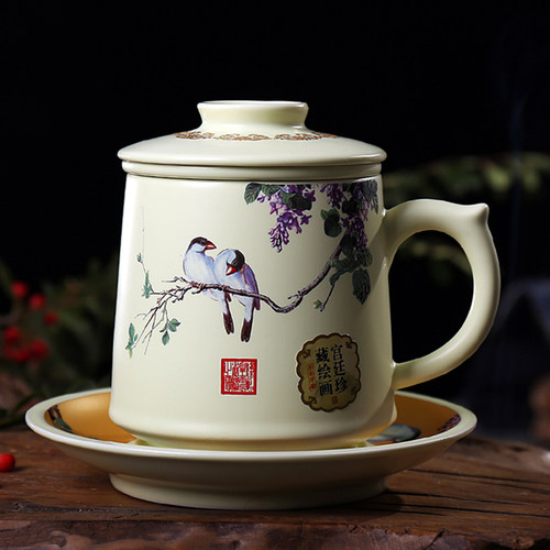玉蝶陶瓷过滤泡茶杯大容量