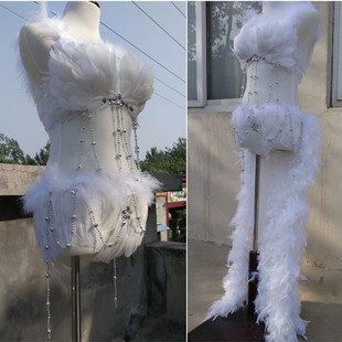 新款维多利亚模特走秀羽毛内衣加钻加珠子 可加拖尾按要求做