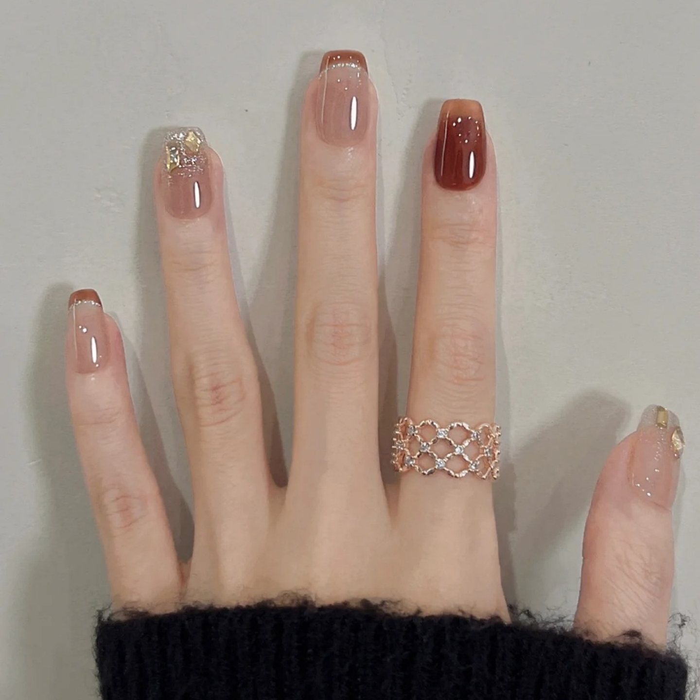 美甲穿戴甲手工短款高级感纯欲