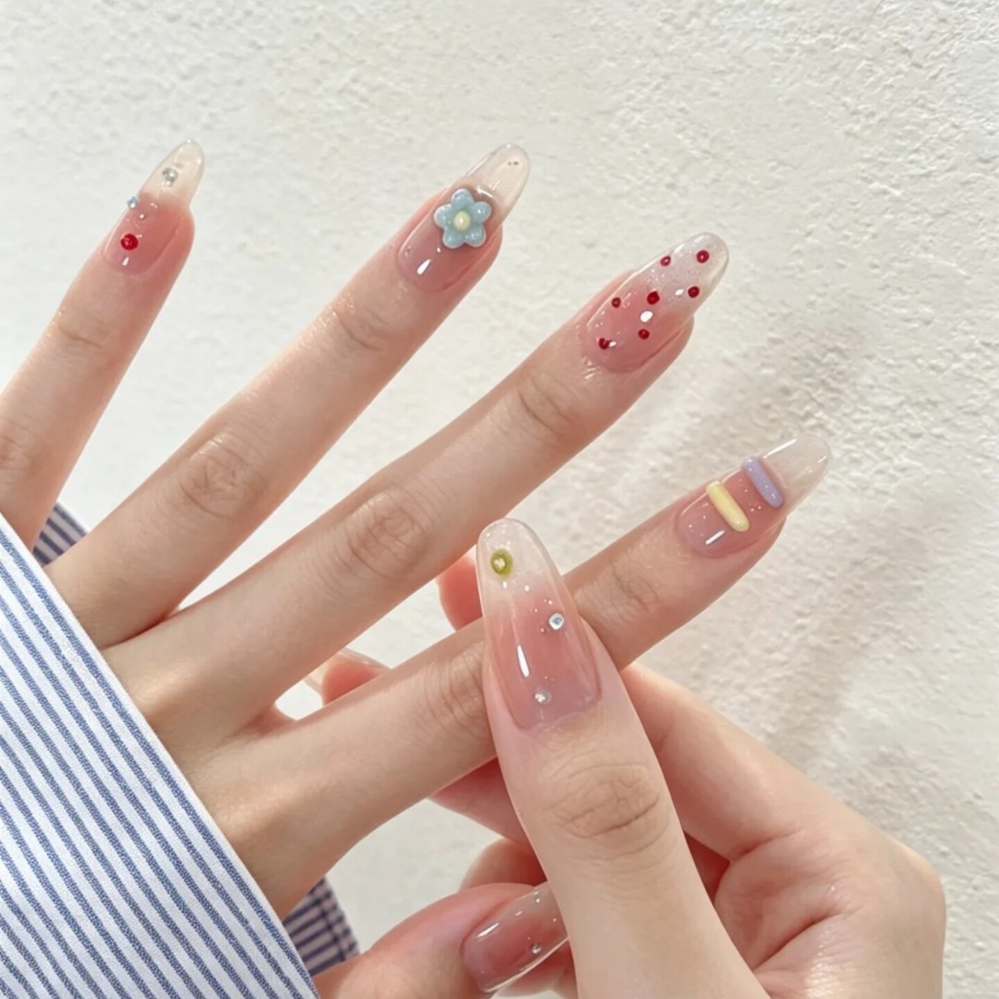 可爱立体花美甲手工穿戴甲夏天