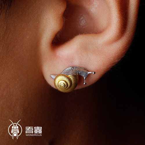 耳钉耳饰吾虫银镀金时尚