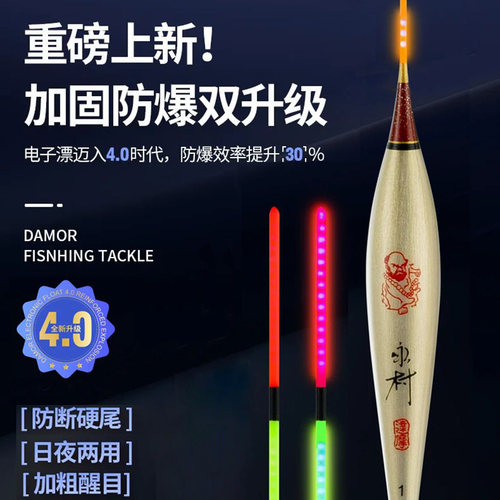 达摩浮漂正品浮标鲢鳙大物LED夜光鱼漂日夜两用夜钓电子漂DL-14