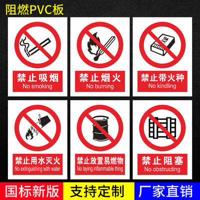 新国标禁止烟火当心触电警示牌