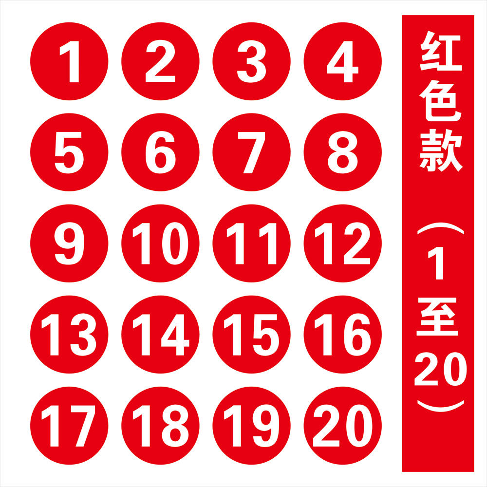 防水数字贴号码自粘贴分类分区划分编码标识标示机器机台编号抽屉餐桌号选手比赛区分贴食堂课桌网吧座位贴纸