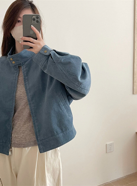 初吾家25秋冬季新款日系复古百搭设计感灯芯绒外套宽松夹克上衣女