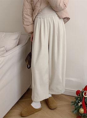 初吾家2025秋冬原创新款灯芯绒休闲裤阔腿裤复古垂感小个子加厚女