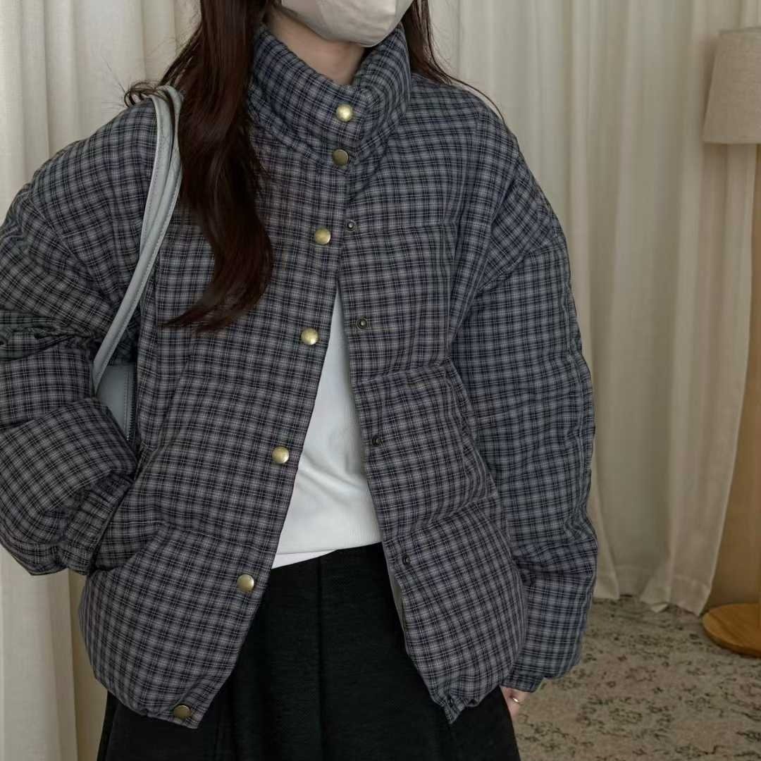 初吾家25冬季新款日系复古格纹羽绒服立领小个子白鸭绒面包服外套,女装/女士精品,羽绒服,淘宝优惠券,粉丝福利购,淘宝优惠卷