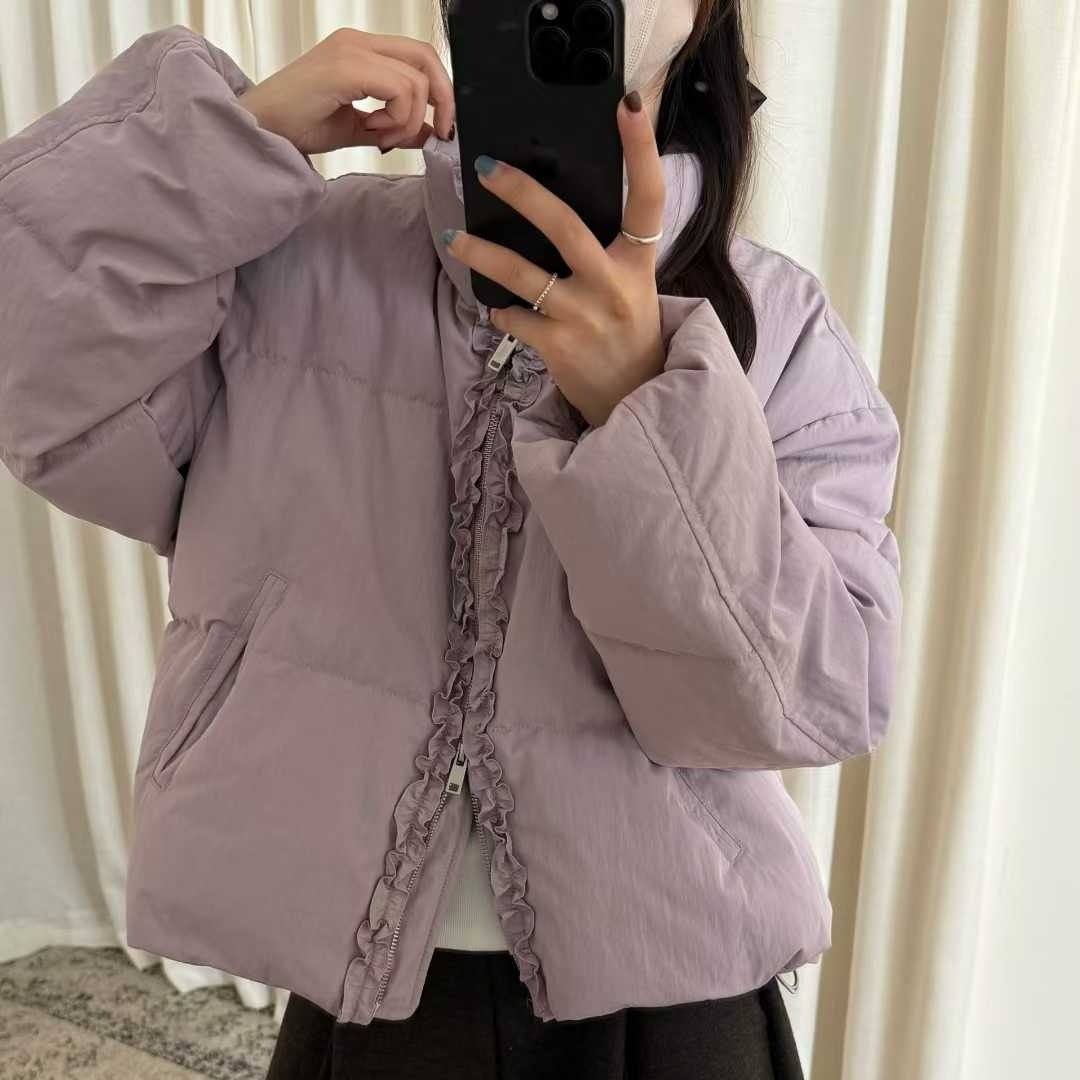 初吾家25冬季新款韩系甜美简约花边立领保暖面包服羽绒服外套女,女装/女士精品,羽绒服,淘宝优惠券,粉丝福利购,淘宝优惠卷