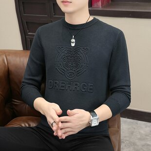 2026新款半高领针织衫男修身韩版潮流帅气百搭毛衣男装
