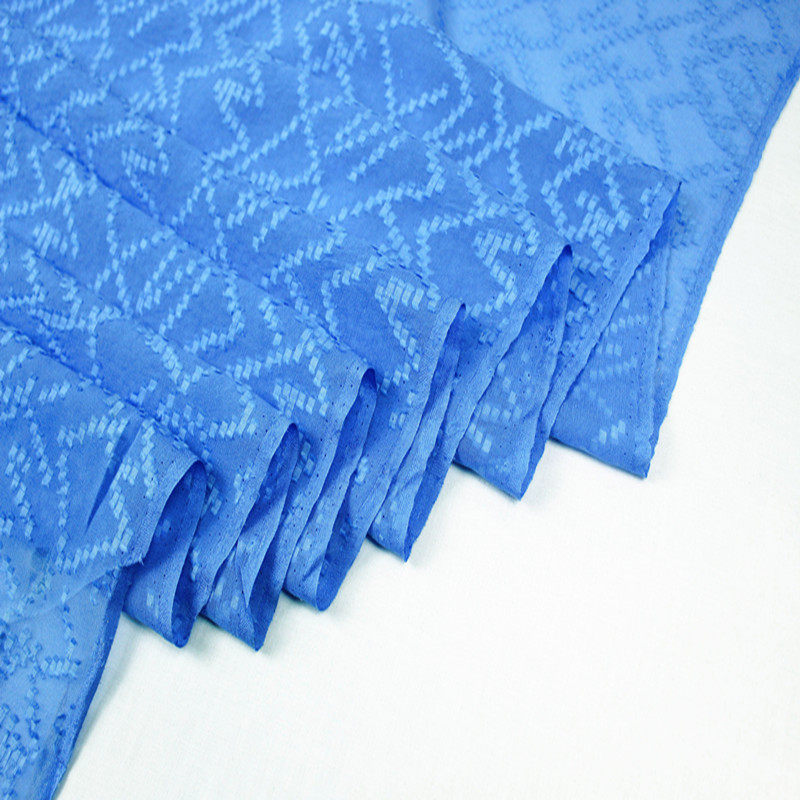 新款纯色天空蓝 真丝剪花绡手工定制服装布料 轻薄连衣裙衬衫面料