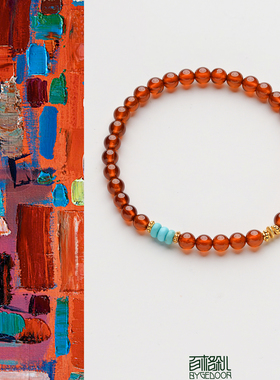 新中式天然橙石榴手串红色本命