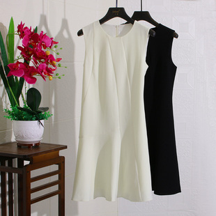 出口外贸单 简约时尚百搭款 纯色背心醋酸修身A字裙连衣裙 21春夏