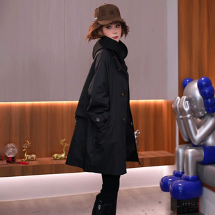 1032秋季新款风衣外套中长女款慵懒风外套漂亮女士衣服休闲时尚