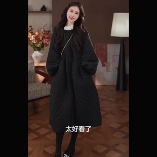 1196新款保暖棉衣圆领中长款口袋宽松版型女生秋冬单品2026加厚