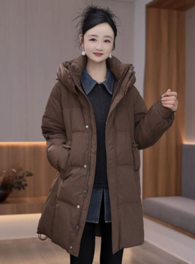 8697秋冬新款韩版2025宽松休闲时尚拉链连帽羽绒服女