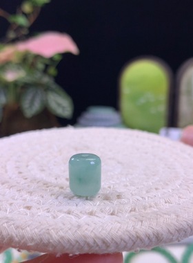 纯天然冰山蓝色系列翡翠12*11大孔径2.5mm桶珠DIY手链手串