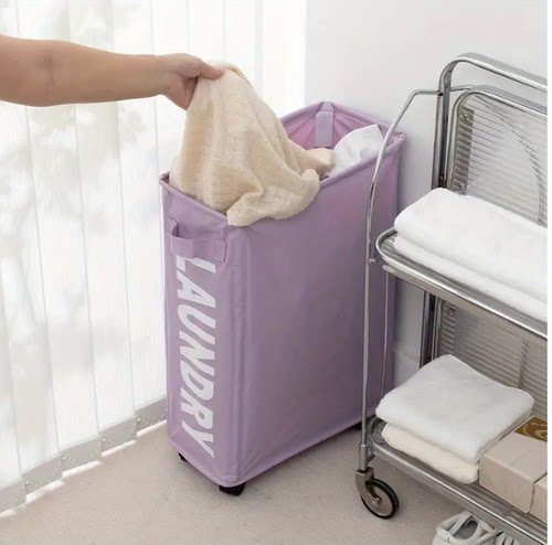 瑜伽收纳筐简约脏衣篓布艺折叠篮健身器械置物筐折叠脏衣篮带轮子