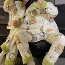 冬天珊瑚绒加厚男士 法兰绒情侣套装 家居服 秋冬季 一二布布睡衣女款