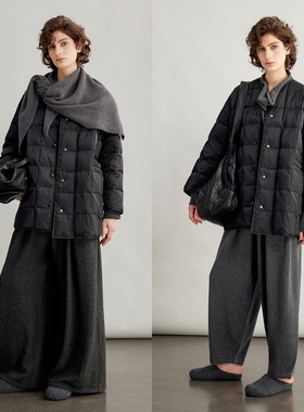 3ONE排骨无领抽绳90白鹅绒700蓬保暖轻薄羽绒服女冬季新款外套