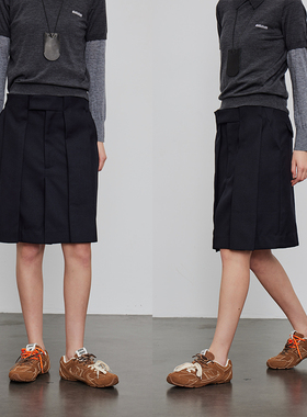 3ONE丨90S复古时髦精纺羊毛VTG中低腰中裙 MIU系百搭百褶半身裙女