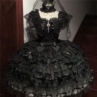 ~原创设计Lolita洋装甜美花嫁jsk吊带连衣裙夏季