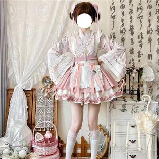 中国风汉服夏洛丽塔套装中华风交领裙女仆纯欲cos服汉元素短裙女