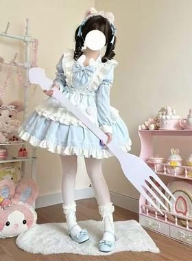 新款~原创设计Lolita甜心兔球洋装甜美可爱长袖op连衣裙女