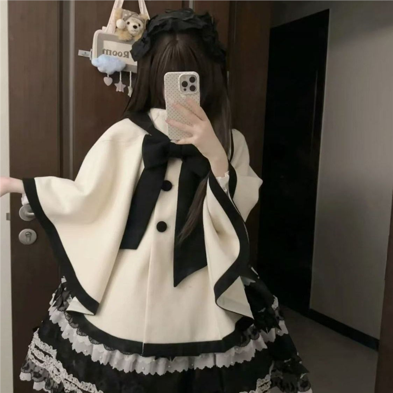 斗篷大衣lolita洛丽塔毛呢外套秋冬可搭配长裙短裙nice外穿