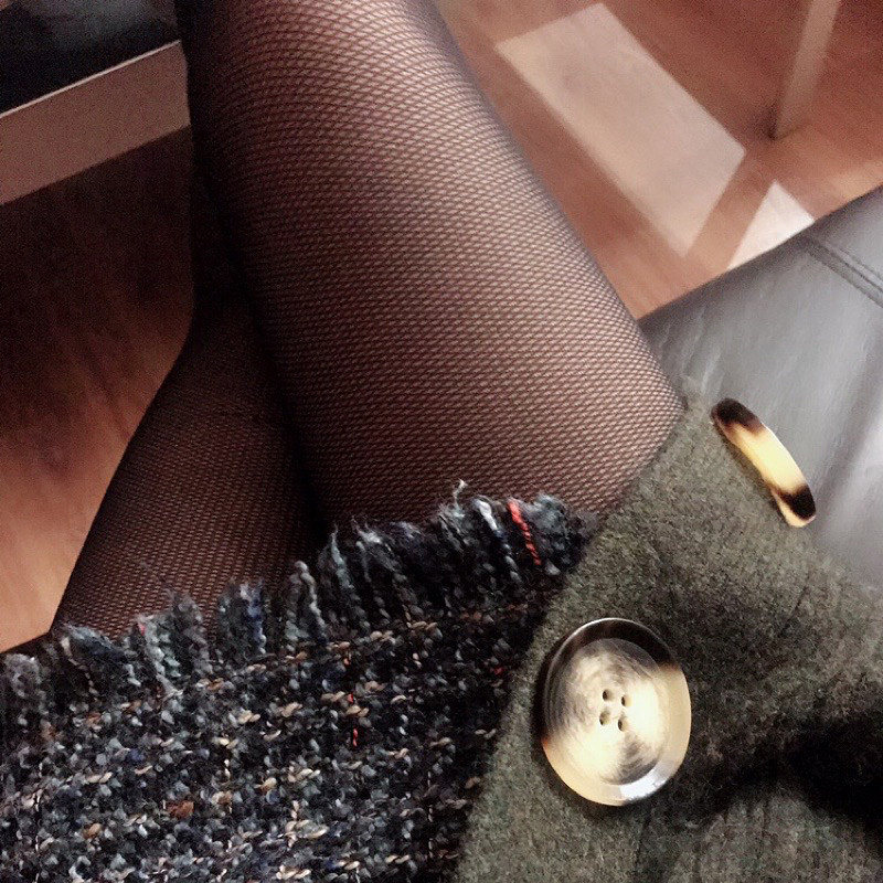 manzi曼姿40d超细网纹修身连裤袜显瘦丝袜黑丝女春秋季防脱丝袜子