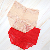 舒适魅惑裤 浪漫透视三角棉裆短裤 头女 法式 性感超薄全蕾丝透明内裤