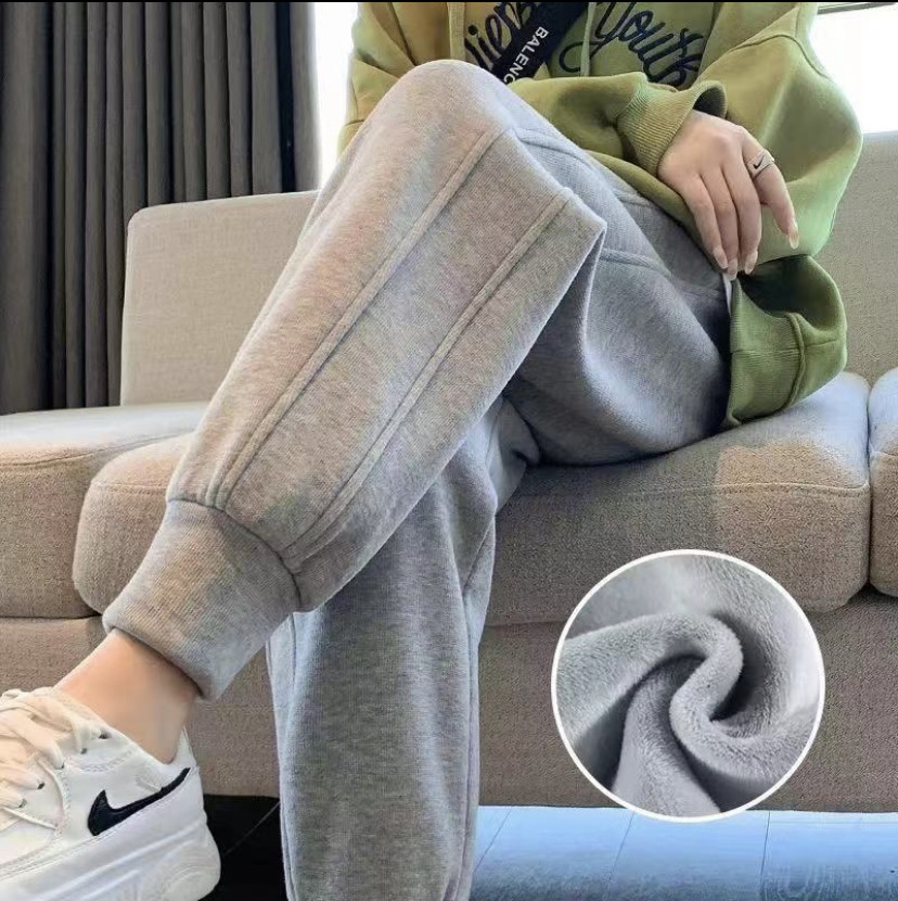 秋冬新款华棉加绒运动卫裤男女同款宽松螺纹束脚口休闲裤,男装,休闲裤,淘宝优惠券,粉丝福利购,淘宝优惠卷